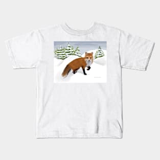 Red Fox in the Snow Kids T-Shirt